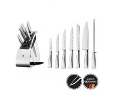 WMF Grand Gourmet Messerblock mit Messerset 7teilig, Spezialklingenstahl, Made in Germany, 5 Messer geschmiedet, 1 Wetzstahl, Edelstahl-Block, Performance Cut