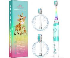 Elektrische Zahnbürste Kinder Ultraschall Batterie kinderzahnbürste mit Timer mit Schalltechnologie für Jungen und Mädchen (Blau)