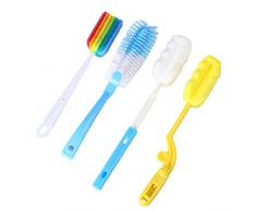 Baluue Flaschenreinigungsbürstenset Langgriff Schwammreinigungsbürste Flaschenwäscher Waschreinigungsbürsten für Kaffeegläser Milchbecher Babyflaschen - 4St