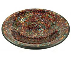 Guru-Shop Runde Mosaikschale, Untersetzer, Dekoschale, Handgearbeitete Keramik & Glas Obst Schale - Design 6, Braun, Größe: Klein (Ø 29 Cm), Schalen