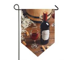 VLOOQ-HX Köstliche Rotweinkelch Holz Tischgarten Flagge doppelseitige Home Yard Decor Banner im Freien 12,5 x 18 Zoll