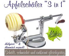 Made for us Profi Alu- Apfelschäler Apfelschneider Apfelentkerner Schälmaschine, in Silbergrau, original