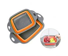 Faltbarer Seiher, 1 Stück Faltbare Abtropfsieb Küche Silikon Klappbar Sieb Nudelsieb Filter Gemüse Frucht Korb, Umweltfreundlich Non-Toxic Leicht zu Reinigen, 2 Größe Für Küchenzubehör (24.5x18.5cm)