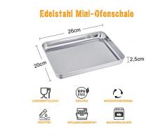 TEAMFAR Backblech, Edelstahl Rechteckiges Backform Kuchenblech, Kleines Mini-Ofenschale zum Backen im Ofen, 26x20x2,5cm, Gesund & Langlebig, Hochglanzpoliert & Spülmaschinengeeignet