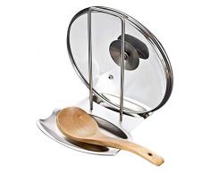 Gearmax® Edelstahl Löffel-Ständer Topfdeckelhalter Deckelhalter (Halter für Deckel von Kochtopf oder Bratpfanne und Löffel)