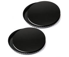 Tebery 2 Stück 28cm / 11zoll Quicheform mit entfernbarem, Delicious gute Antihaftbeschichtung Tortenform Boden, Kuchenform Rund Quiche Tarte Form zum Backen