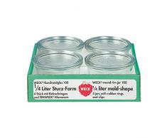 Weck Einkochgläser mit Glasdeckel - Füllmenge: 250 ml - Sturzform - 4 Stück