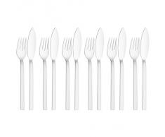 WMF Lyric Fischbesteck, 12-teilig, Fischgabel Fischmesser Cromargan protect Edelstahl teilmattiert extrem kratzbeständig, spülmaschinengeeignet