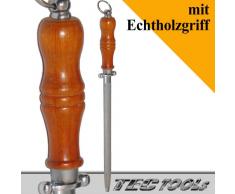 WETZSTAHL Wetzstab Messerschärfer - oval 20mm, ergonom.Holzgriff, mittl. Zug
