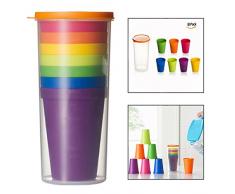 OFKPO 8 Stück Kunststoffbecher,Stapelbar Kunststoff Tassen für Reise und Party