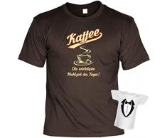T-Shirt mit Motiv mit lustigem Spruch - Kaffee wichtigste Mahlzeit - Funshirt mit Minishirt als Geschenk Set, Größe:3XL