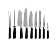 HENDI Messerset, 9 teilig, Lebensmittel konform, mit rutschfester Gummierung, mit Bequeme Tragetasche, Küchenmesser, Kochmesser, Edelstahl