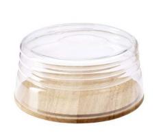 Continenta Käseglocke/Schüssel, 2-tlg. aus Gummibaumholz und mundgeblasenem Glas, Ø 26,5 x 13 cm