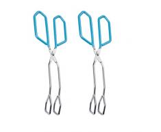 Hemoton Essen Zange Edelstahl Grillzange Küche Zange Kochzange Lebensmittelzange für Barbecue Salat Eis Backen Servieren Buffet Brot Nudeln 2 Stück Blau