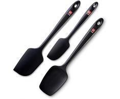 DI ORO® - Silikon Spatel Set - 315ºC hitzebeständige Teigschaber & Kochlöffel - Ergonomisches nahtloses einteiliges Design - Antihaft-Silikon mit Edelstahl Kern