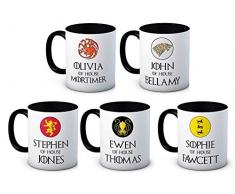 Dein Name - Jeder Name - Game of Thrones - Name des Hauses - Hochwertige Keramik Kaffeetasse Becher