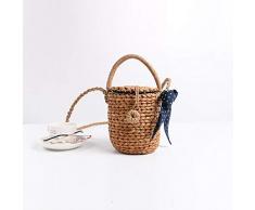shunlidas Stil Wellenpunkt Schals Wassereimer gewebte Taschen Single Shoulder Skew Stroh gewebte Taschen Strandtaschen