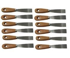 12 Stück Edelstahl Spachtel Ideal für Gipskarton, Ideal Streichmesser Putz, Klebemontage, ergonomischer Holzgriff, 25mm