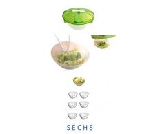 salatschüssel mit deckel + 6 kleine schüsseln