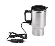 Hlyjoon Auto Wasserkocher Heizung Tasse 450ml Elektroauto Tee Kaffee 12V 120W Auto Wasserkocher Tasse Auto In-Auto Edelstahl Reise Heizung Tasse Kaffee Tee Kfz Tasse Becher mit Zigarettenanzünderkabel