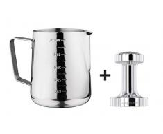 Luxpresso Set Tamper & Jug XL: Kaffeemehlpresser Stampa Classico, 51 mm inkl. Milchschaumkännchen mit Skala, 550 ml