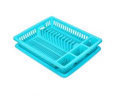 Schramm® Abtropfgestell mit Wanne in 10 Farben ca. 46 x 37 x 8 cm Abtropfgestelle Abtropfständer Abtropfschale Abtropfgitter Geschirrkorb Abtropfkorb, Farbe:türkis