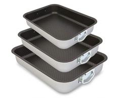 Menax - Auflaufform mit Griffen - Schmorpfanne Ofen - Lasagneform - Antihaftbeschichtung - Set von 3