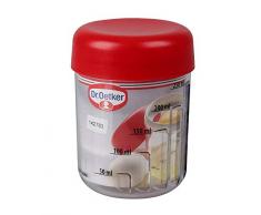 Dr. Oetker Mix- und Messbecher mit Eitrenner Ø 8 cm, 3-tlg. Becher zum Messen und Mixen von Zutaten, Funktionsteil zum Trennen von Eigelb und -weiß, (Farbe: transparent/rot), Menge: 1 Stück