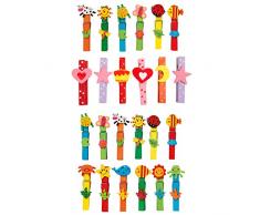 small foot 7760 Wäscheklammer-Set Tiere aus buntem Holz, Spielzeug für Kinder, 24 Einheiten, ab 3 Jahren