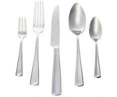 AmazonBasics - 60-teiliges Besteck-Set, Silberfarben - für 12 Personen [moderner Stil]