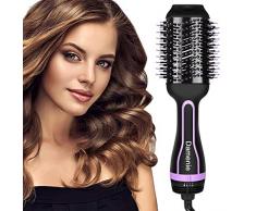 Damenie Haartrockner, Warmluftbürste 5 in 1 Upgrade Hair Dryer & Volumizer Styler, Negativer Lon Stylingbürsten Heißluftkamm Haarglätter bürste Föhnen und Stylen Heißluftbürste für alle Haartypen