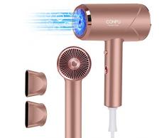 CONFU Fön Haartrockner ionen DryCare 1800W, Föhn mit 2 Styling Düsen für Hause, leistungsstarke leicht und leise 2 Temperatureinstellungen Mit extra Kaltstufe Rosegold