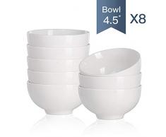 MALACASA, Serie Regular, 8-teilig 4,5/11,6 * 11,6 * 6/300ml Cremeweiß Porzellan Schale Set Schüssel Reisschale Suppenschüssel Müslischale