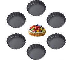 meleg otthon Tarteform,Quicheform 10cm,Nonstick Round Tart Torte Baking Pan,Obstkuchenform und Backform mit Entfernbarem Antihaftbeschichtung (10 * 2 cm-6pack)
