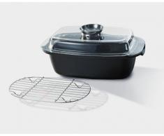 Krüger Universalbräter mit Glasdeckel, Aluguss, schwarz, 33 cm