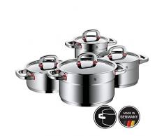 WMF Premium One Topfset 4-teilig, Cromargan Edelstahl poliert, Töpfe mit Metalldeckel, Topf Induktion, Innenskalierung, Dampföffnung, unbeschichtet