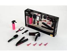 Theo Klein 5873 - Braun Satin Hair 7 Mega Set mit Haartrockner, Bürste, Haarglätter, Handspiegel, Kamm, 4 Haarklammern, Spielzeug
