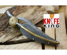 Custom Damast Klappmesser Taschenmesser Mit Lederetui.