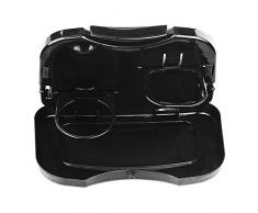 IKAAR Auto Multifunktionstisch Rücksitz Tisch Kinder Reisetisch, Klappbar Auto Tablett Getränkehalter mit Becher- und Flaschenhalterung, Auto Mahlzeit Tisch Organizer Schwarz