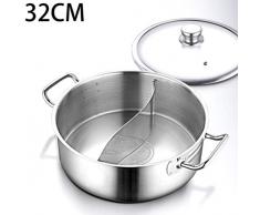 Edelstahl Hotpot Suppe Tajinen Antihaft-Pfanne Kochgeschirr Küche kocht Werkzeug Induction Gasherd Auflauf,32 cm B