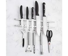 Virklyee Edelstahl Magnet Messerhalter Magnetleiste Magnetischen Wand Montierten Messer Rack, Mit 6 Entfernen Haken, Magnetmesserstreifen sparen Platz （Doppelschicht-16 IN）