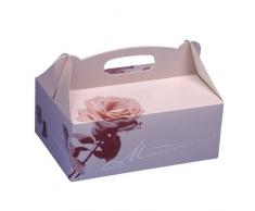15 Gebäck-Kartons, Pappe eckig 23 cm x 16 cm x 9 cm rosé mit Tragegriff