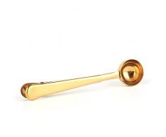 fanxing neuen Kaffee Schaufel Edelstahl Messlöffel mit Abdichtung Clip Gold