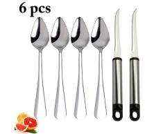 JUSTDOLIFE 4 Stücke Fruchtlöffel Mehrzweck Servierlöffel Mit 2 Grapefruitschäler