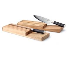 Continenta 30518 Messerblock für Schublade aus Gummibaumholz, Messerhalter, Schubladen Messerblock für 5 Messer, Größe: 39 x 11 x 3,5 cm (ohne Messer),Braun