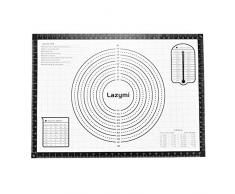 Große Antihafte Backmatte/ Backunterlage Silikon Rutschfeste Teigmatte Ausrollmatte Silikonmatte Backfolie Backpapier Arbeitsmatte mit Messung 71x51cm für Fondant Pizza Brot Matte, BPA Frei (Schwarz)