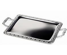 APS Tablett -Schöner Essen- ca. 52 x 31 cm, rechteckig Edelstahl, mit Dekorrand Griffe Zinkdruckguss verchromt Griffe fest genietet