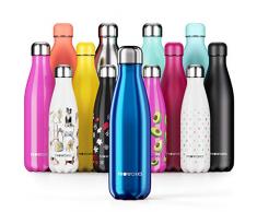 Proworks Edelstahl Trinkflasche | 24 Std. Kalt und 12 Std. Heiß - Premium Vakuum Wasserflasche - Perfekte Isolierflasche für Sport, Laufen, Fahrrad, Yoga, Wandern und Camping - 1 Liter - Blau