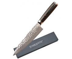 SCHNEIDWERK Chef-Messer 33cm gehämmert Damastmesser, Damaststahl Küchenmesser extrem scharf in Geschenk-Box, Kochmesser Hammerschlag Damast Rostfrei