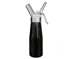 Professioneller Aluminium Sahnespender von Animato - 500ml Fassung, Edelstahl Dekor-Düsen, Sahnebereiter in Schwarz, Schlagsahne-Bereiter mit Reinigungsbürste